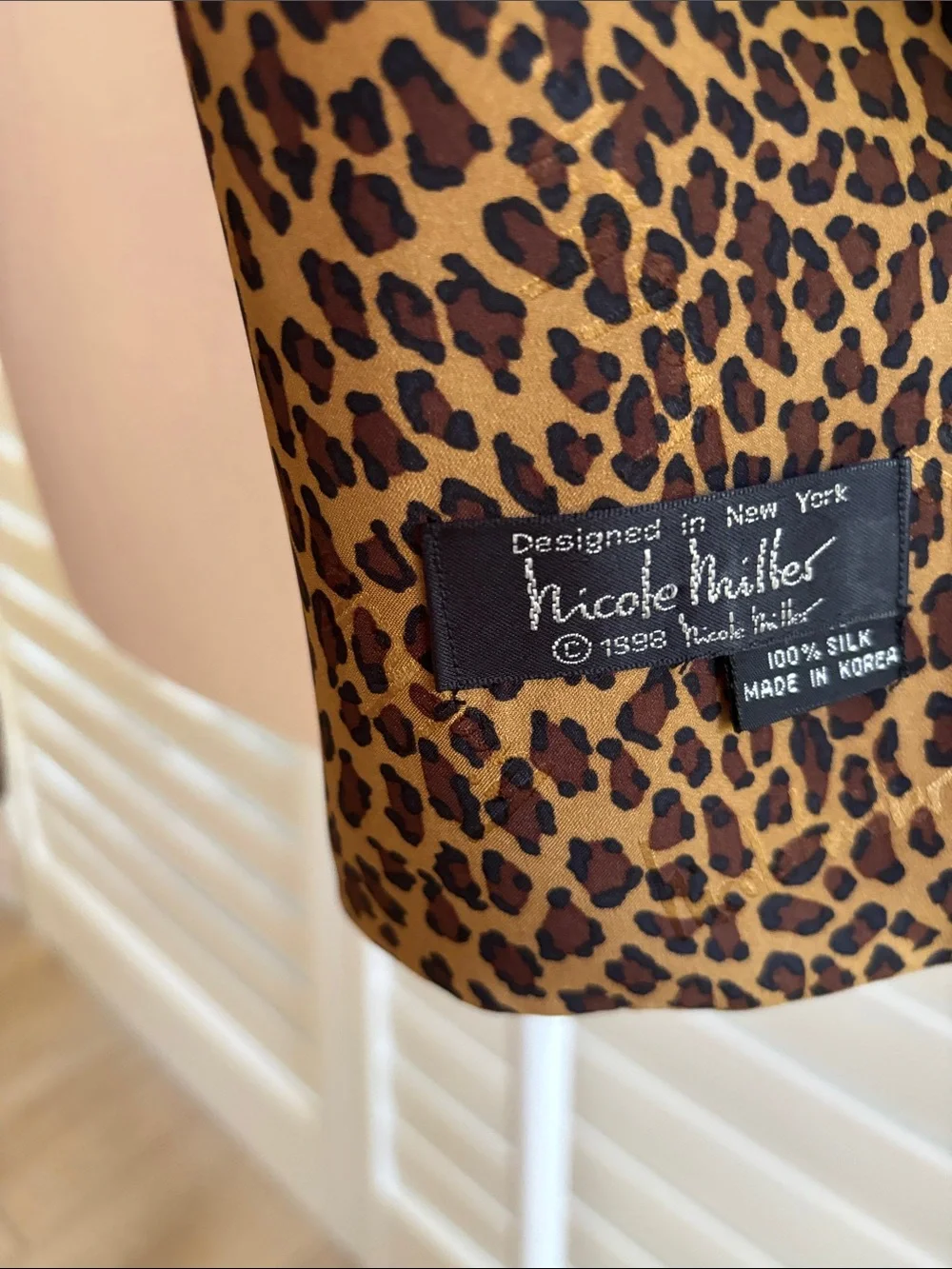 Nicole Miller vintage leopard silk scarf
